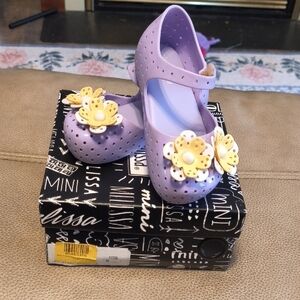 Mini Melissa Lavender Dress Shoes with Yellow Floral Accents